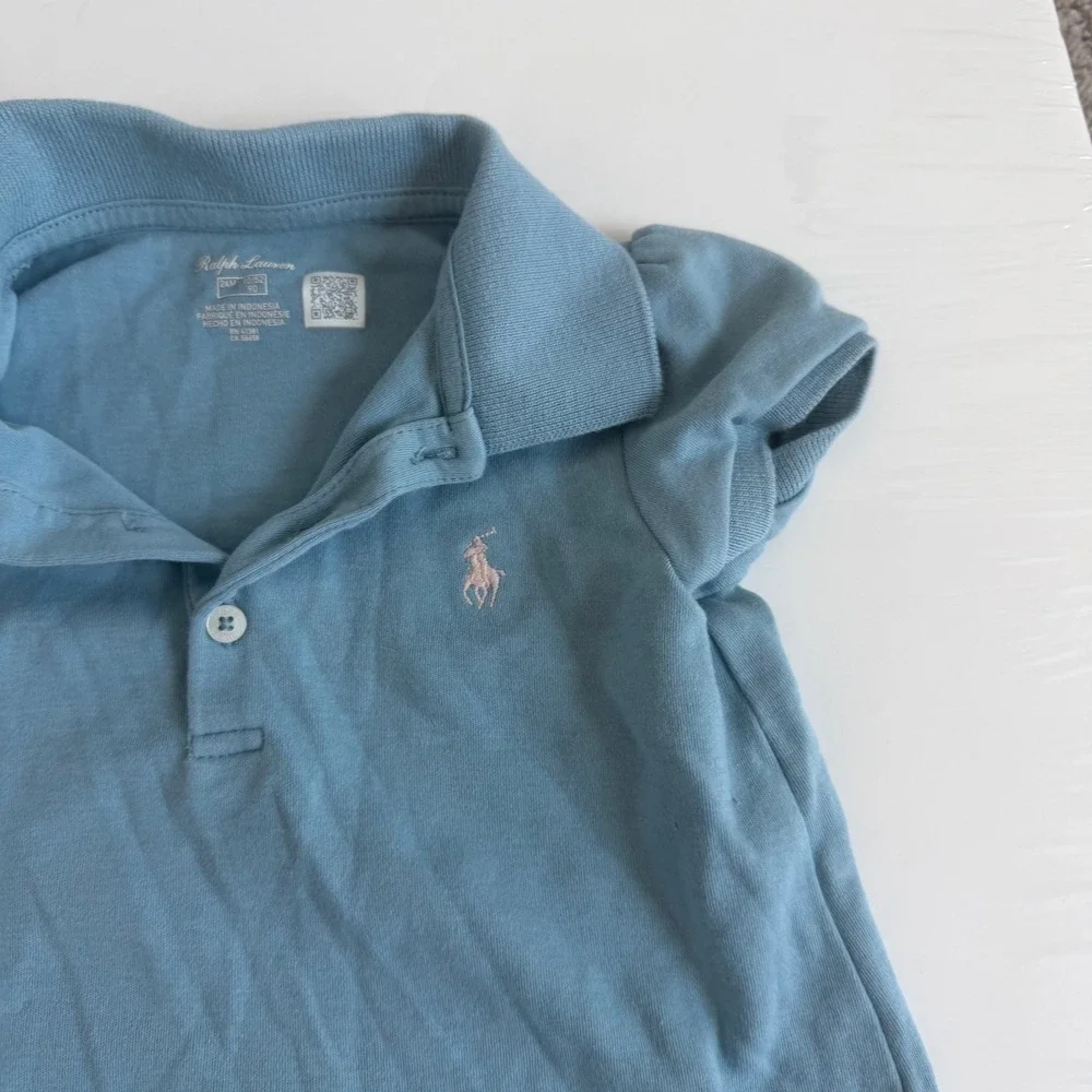 Ralph Lauren Baby Girl Ruffle Polo Dress in Blue Size 24 Months